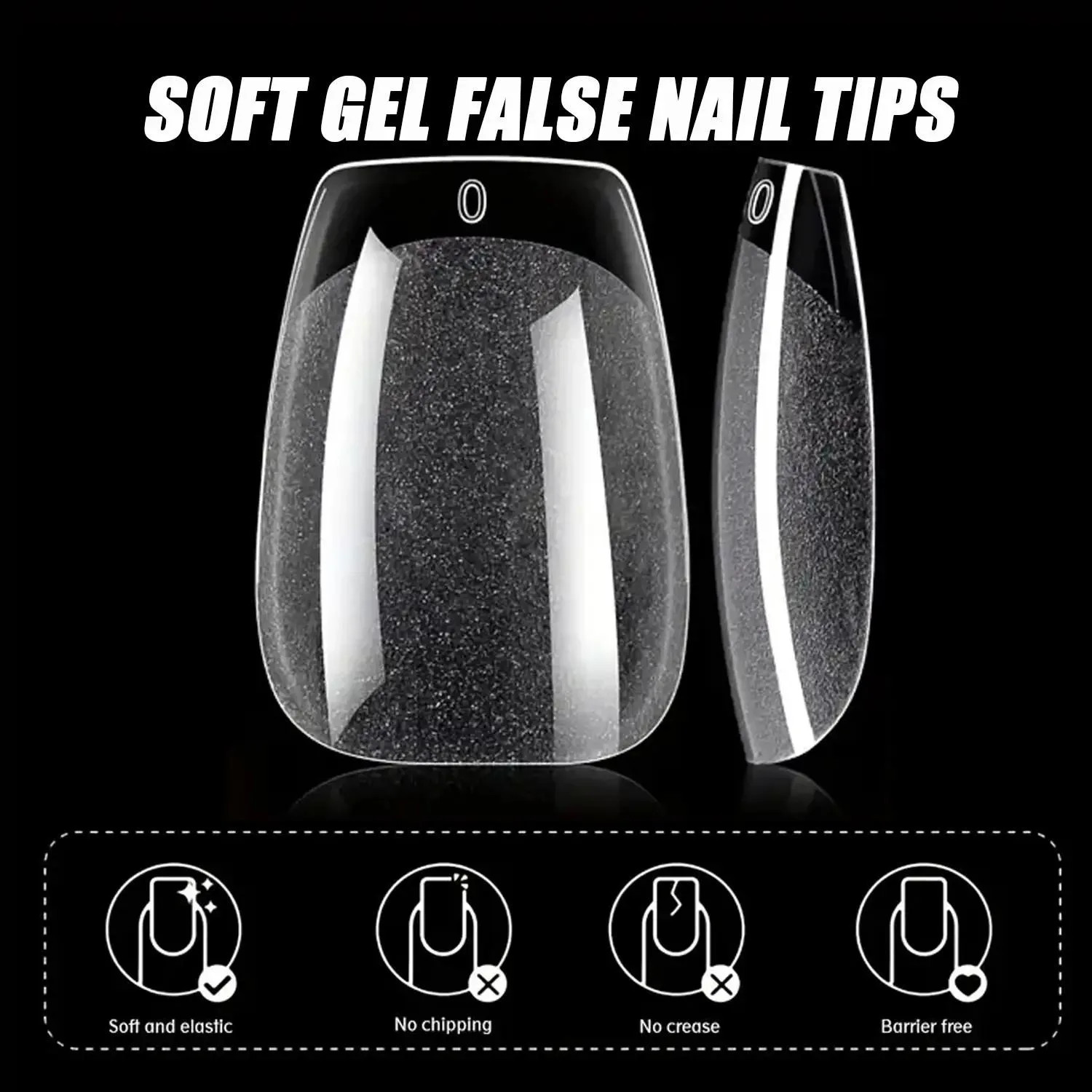 120Pcs Coffin Nail Tips, Half Matte Medium Coffin Soft X Gel Nail Tips Clear Fak