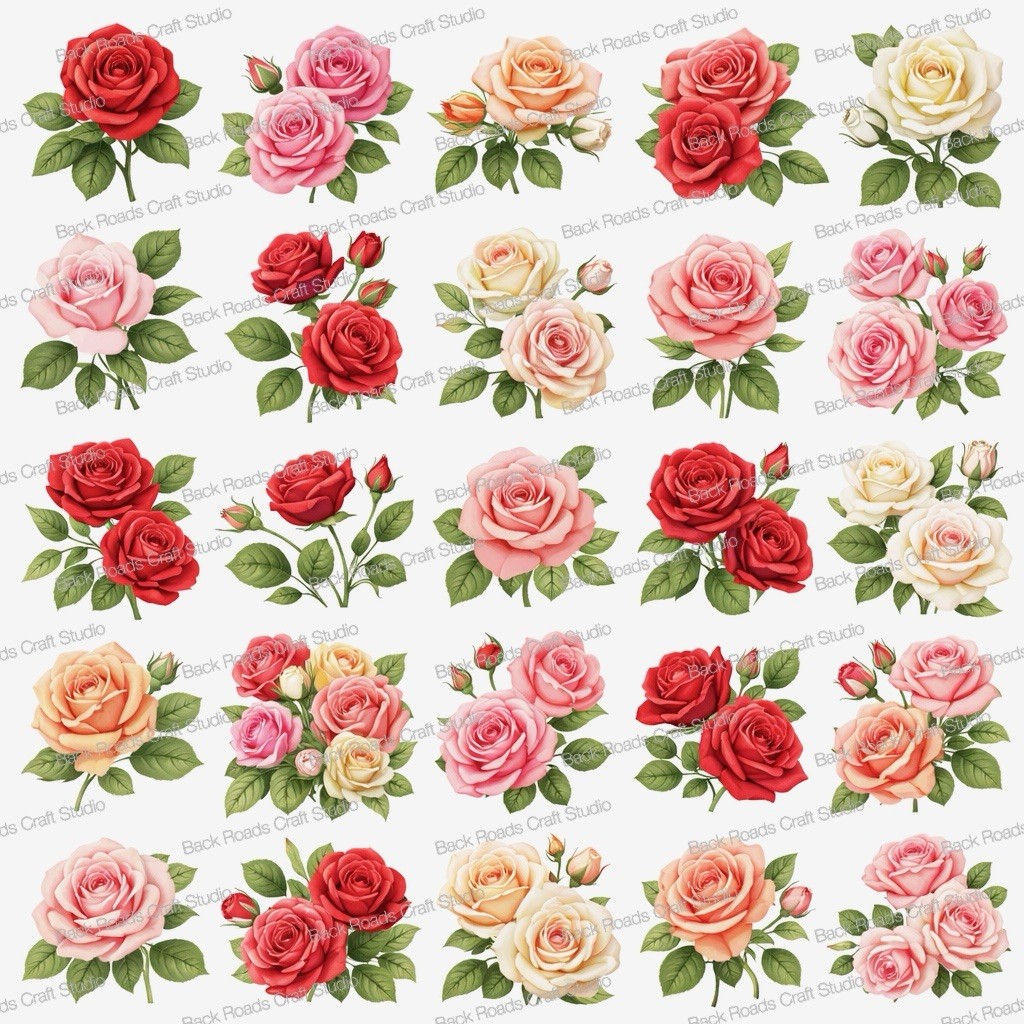 Roses Flowers Waterslide Nail Art Decals Set Of 50 Instructions Bonus