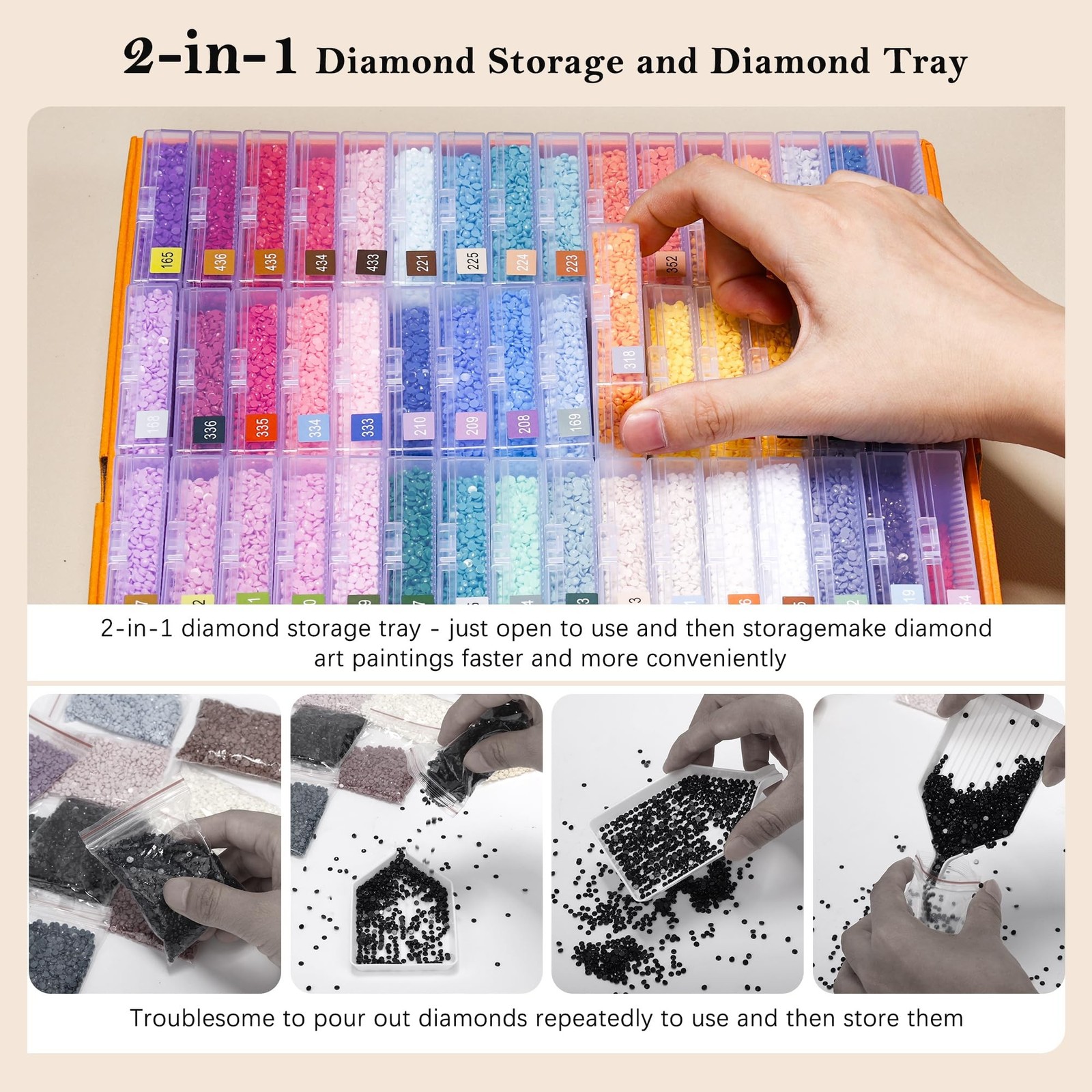 PP OPOUNT 60 PCS Diamond Art Storage Trays for Diamonds Storage & Line-Up, 2-…