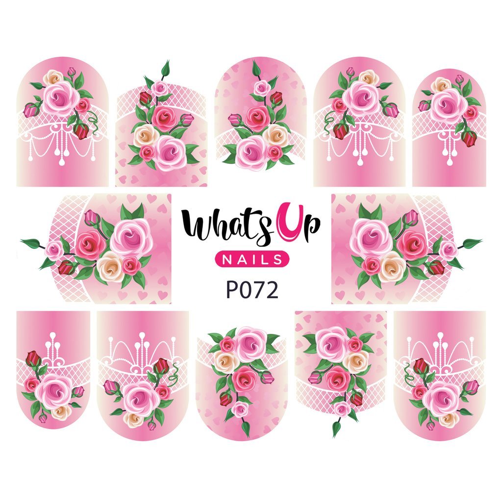 P072 Roses of Temptation Water Decals Sliders for Nail Art Design