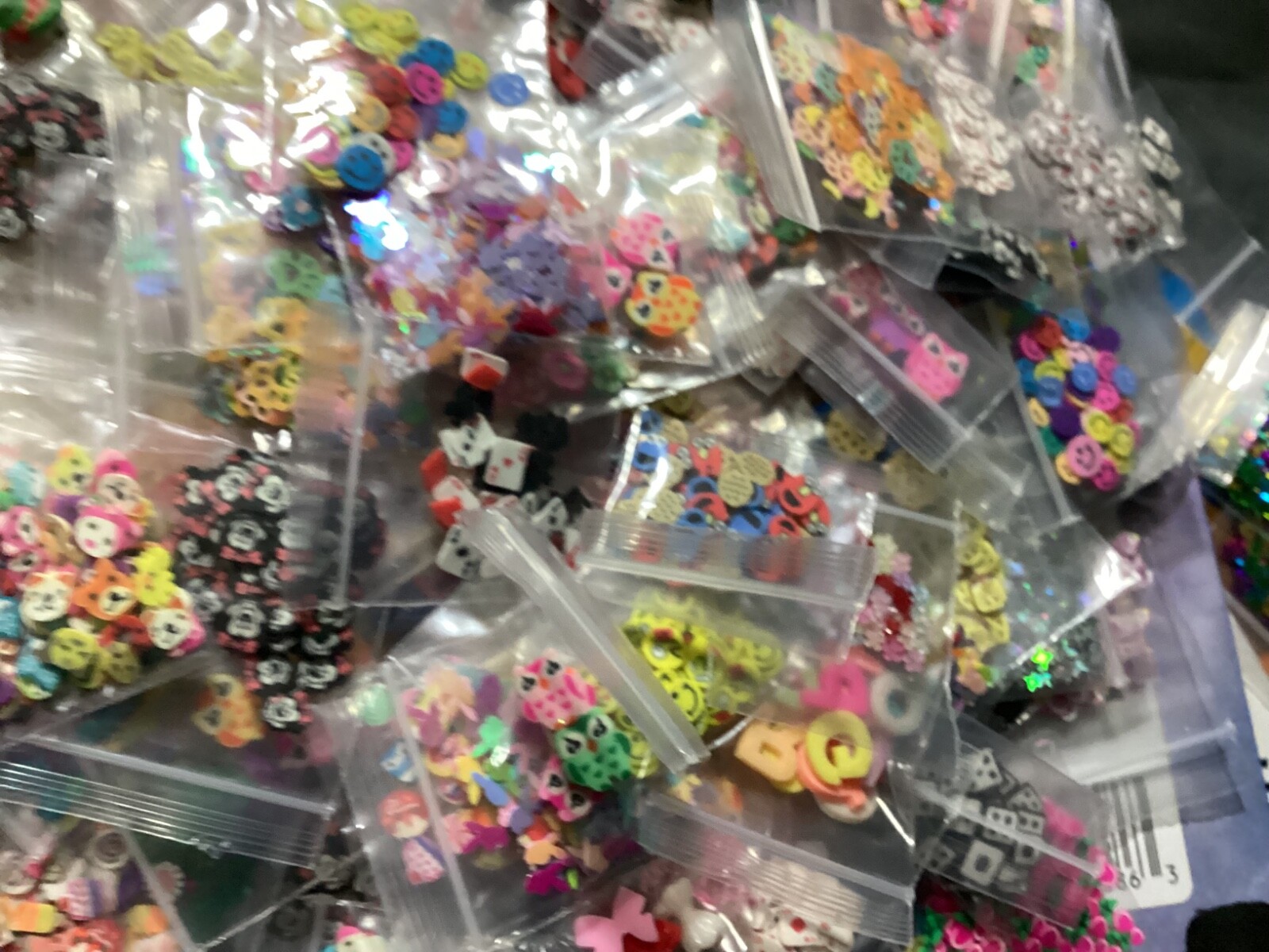 10 poly clay plastic just a pinch bags of glitter.