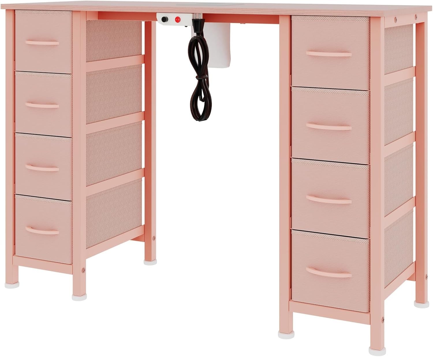 Nail Desk Manicure Workstation with Dust Collector Fabric Drawers