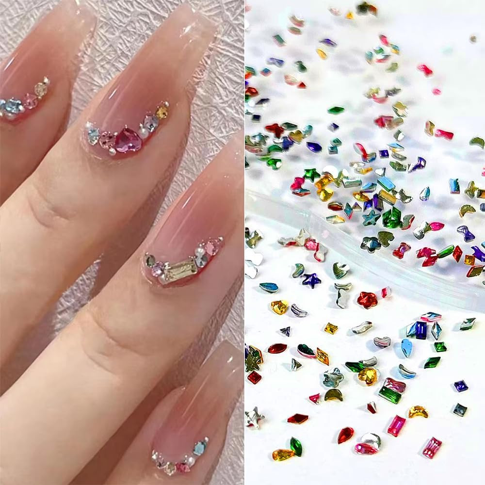 3000Pcs Mini Rhinestones for Nails Colorful Nail Rhinestones Acrylic Flatback