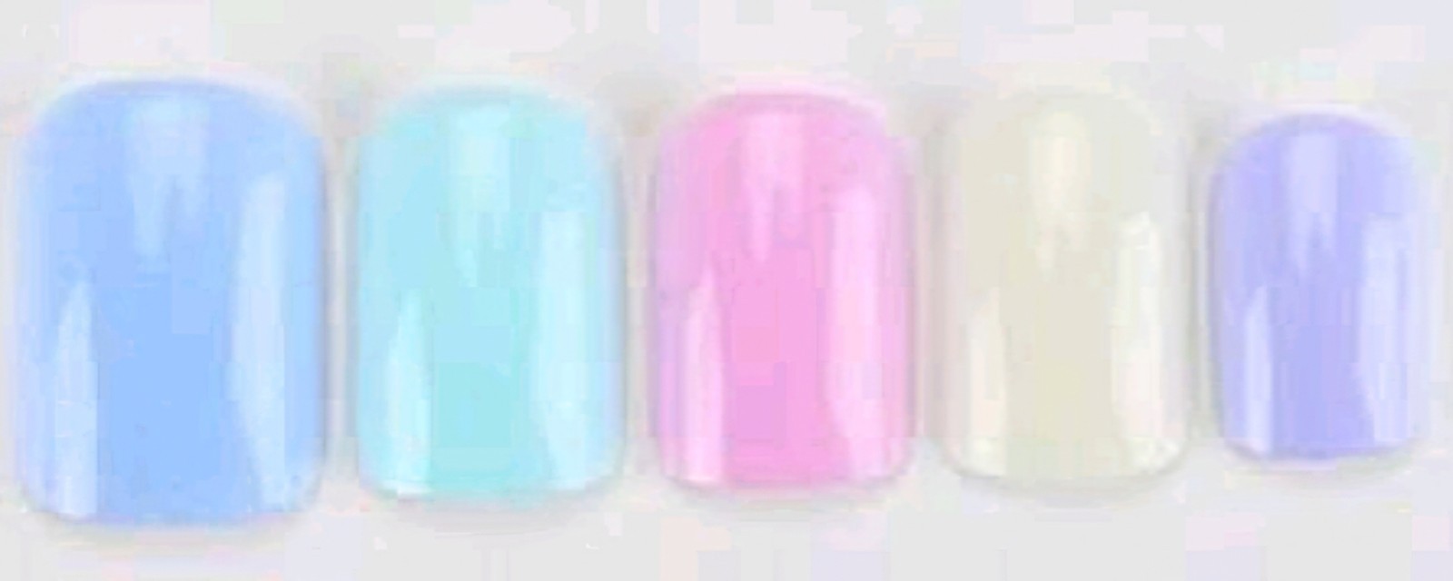 Press-On Nails Pastel Pink Pale Yellow-Green Lavender Blue Turquoise Short Shiny