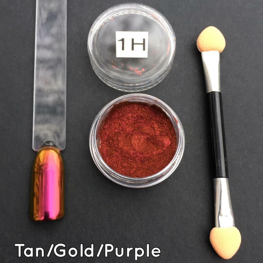 Chameleon Chrome Nail Powder Ultra Colour Shifting Mirror Purple Rose Gold Pigme