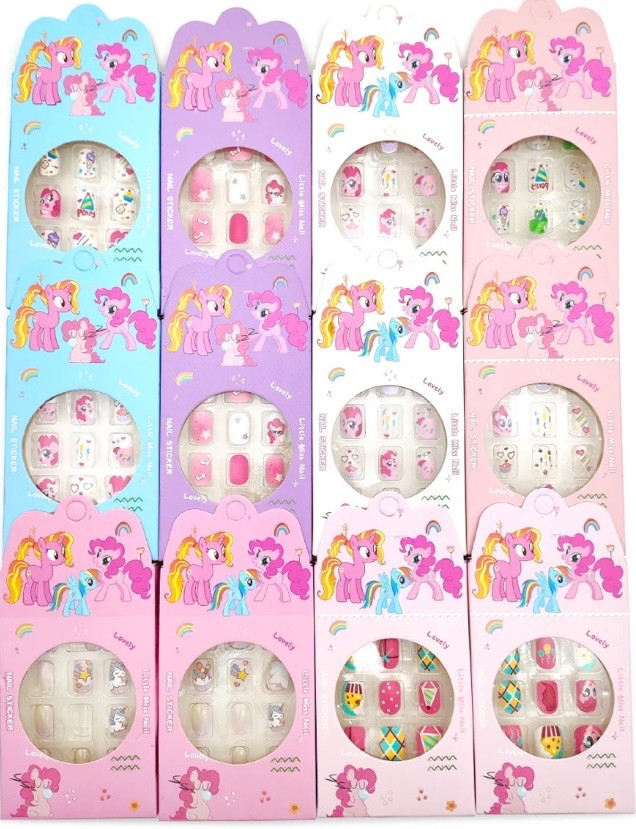 Lot Of 12! Fake Nails for Kids Girls Artificial Press on Nails NEW Little Pony