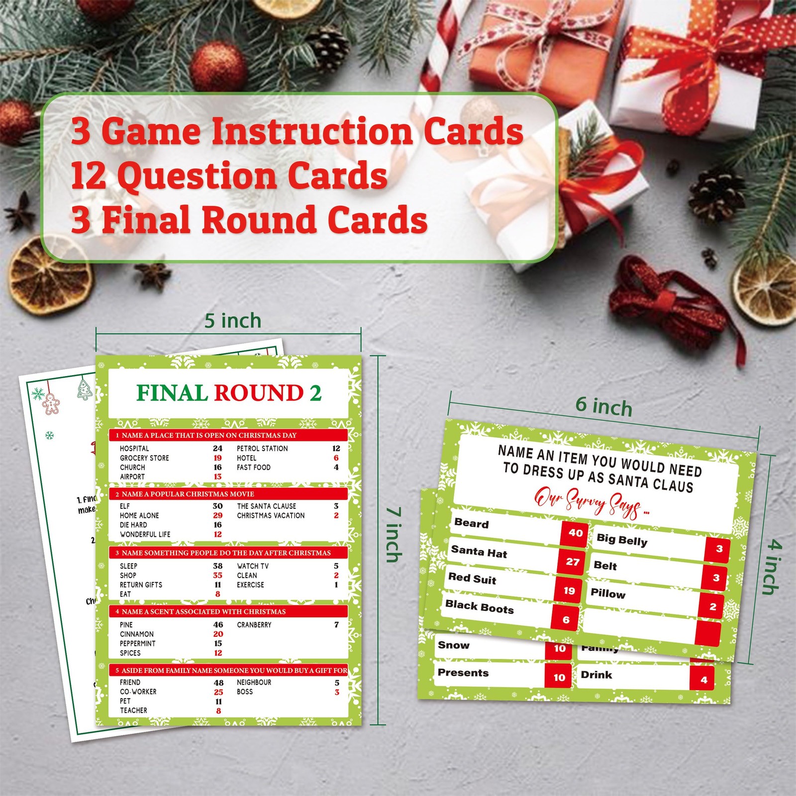 Christmas Family Feud Game,Funny Party Games, Small, Multicolor