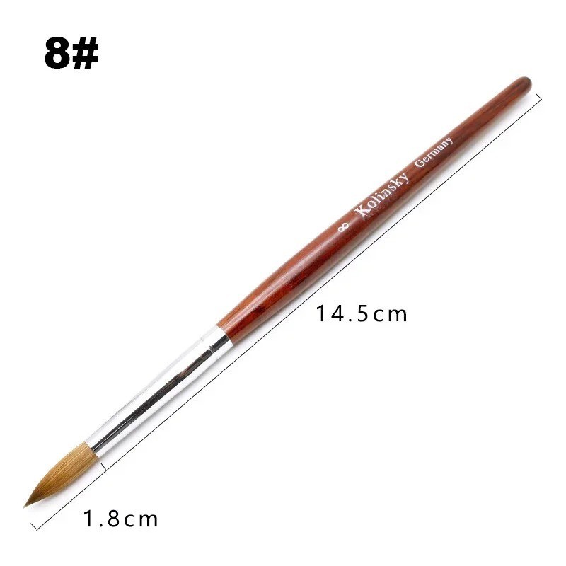 Acrylic Nail Brush Kolinsky Sable Hair Liquid Powder Crystal Pink Metal Handle