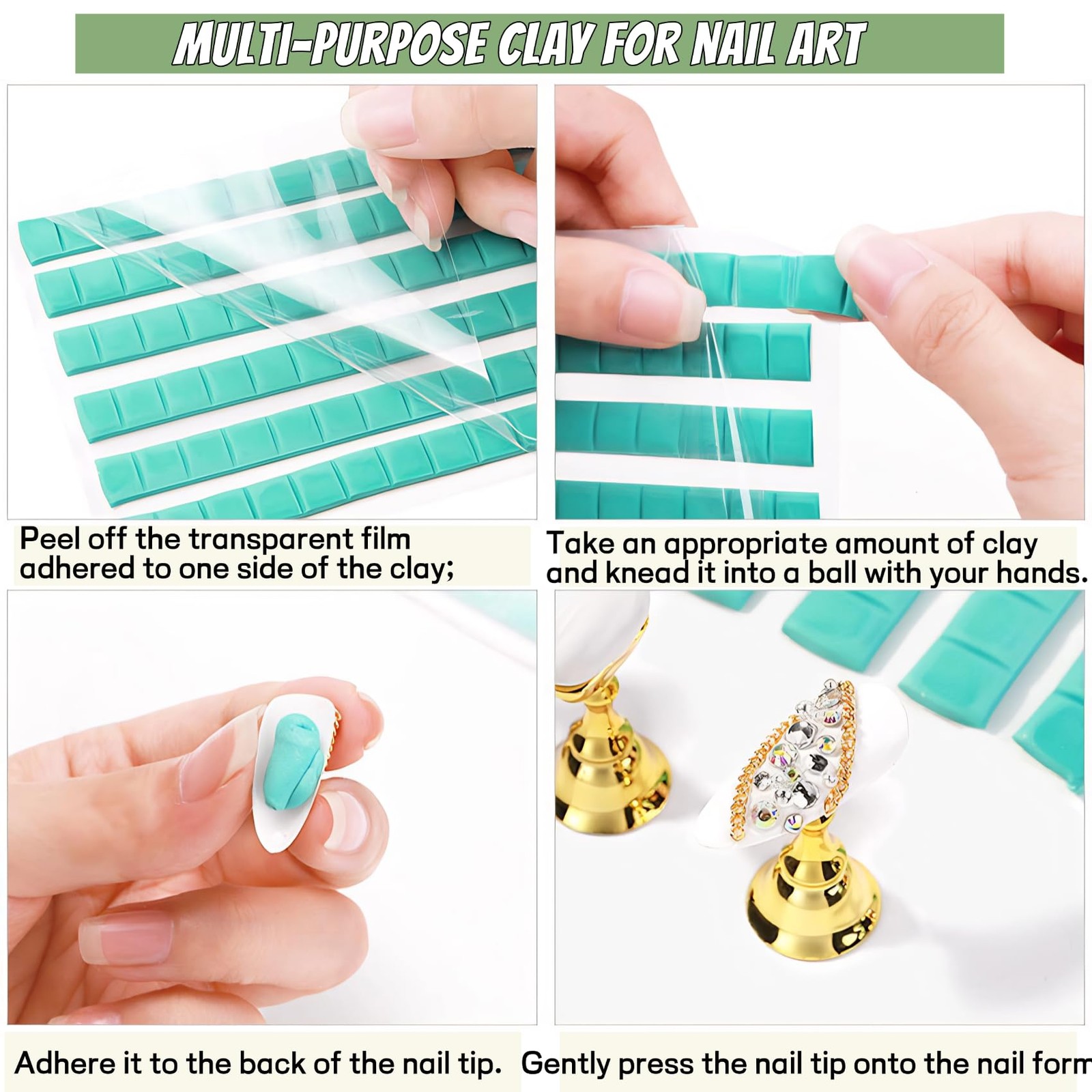 Gueiddi Reusable Nail Art Clay, Nail Glue Clay DIY Professional Fake Nail Tip…