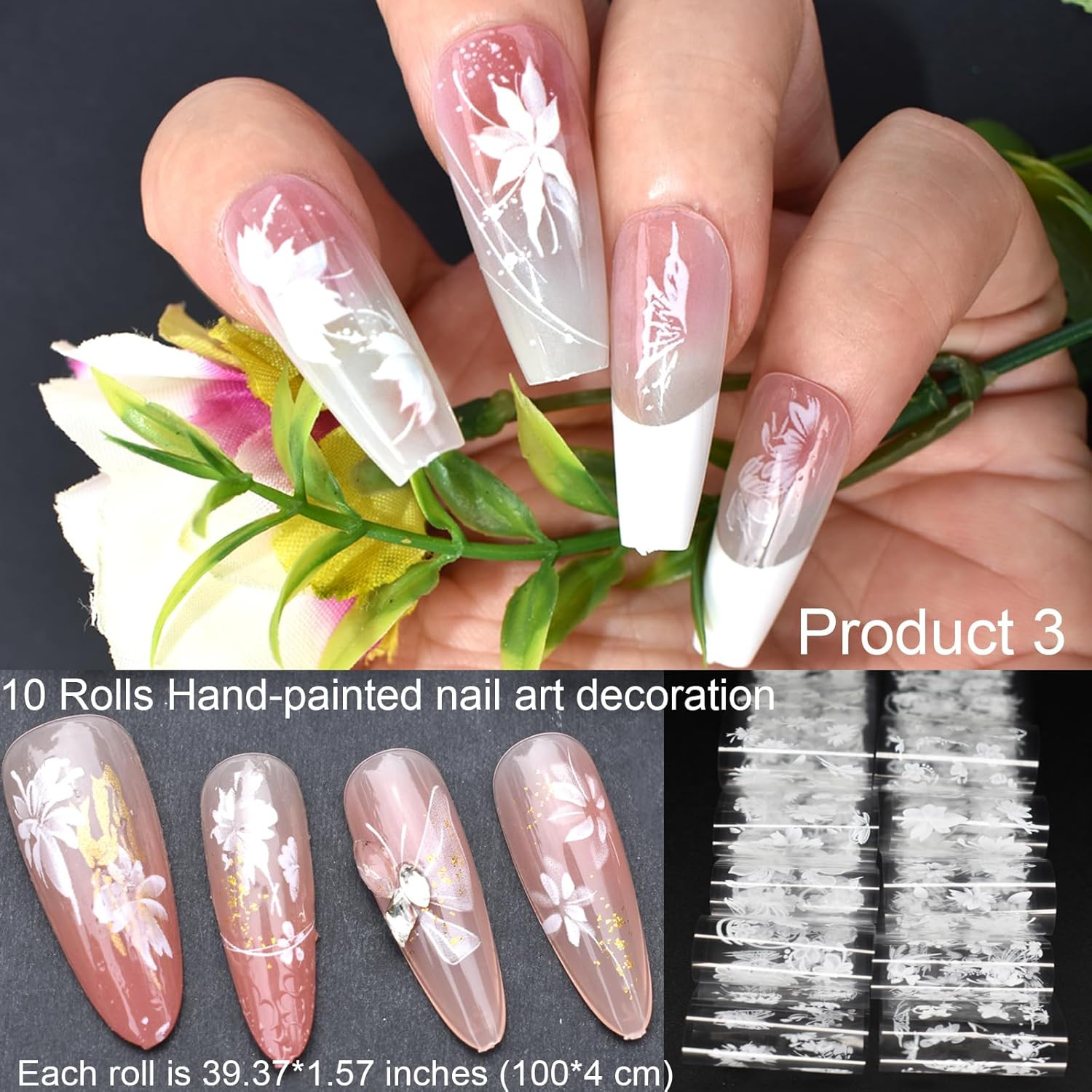 30 Rolls Nail Art Transfer Foils Set,10 Rolls Holographic Laser Aurora Nail Foil