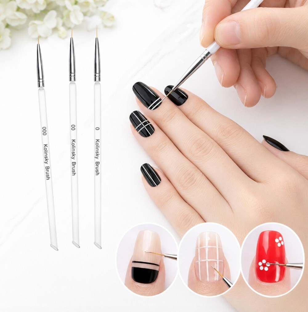 3 Pcs Nail Art Tool Set – Nail Art Pen, Dotting UV Gel Tool, and Liner Brush Set