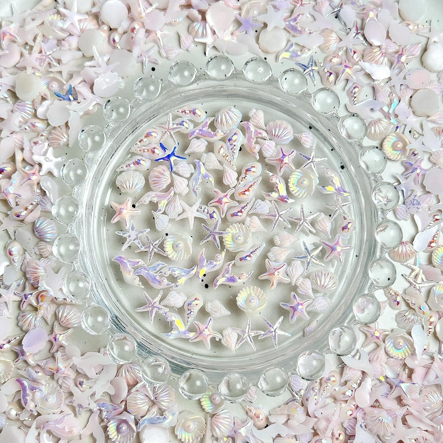 150Pcs Summer Beach Nail Rhinestones Ocean Theme Shell Starfish Conch Nail