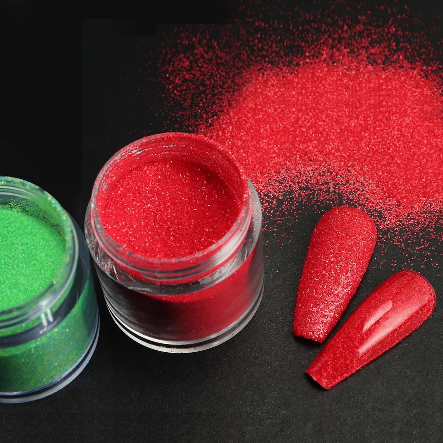 French Nail Glitter Powder, Black White Glitter Snow Design Nail Sugar Powder…
