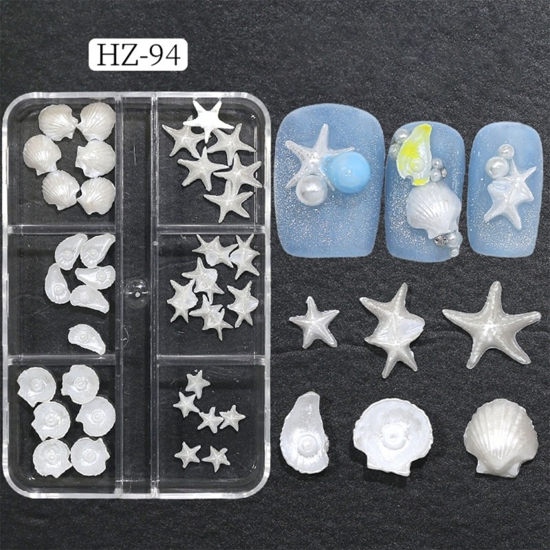 Durability Resin Nail Charm With Shine Shell Patterns For Everyday Wear