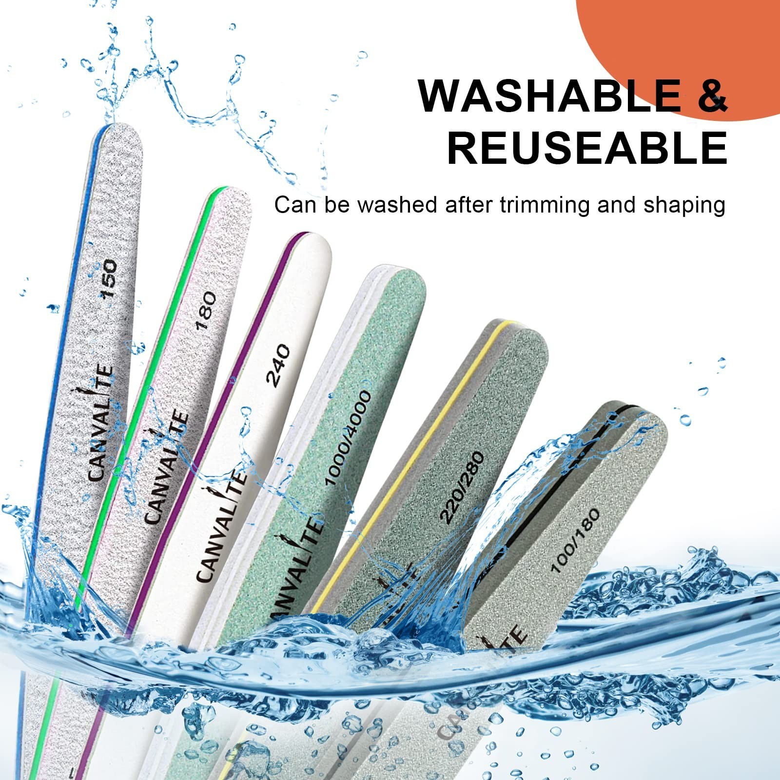 Nail Files Canvalite Nail File and Buffer Professional Emery Boards Washable …