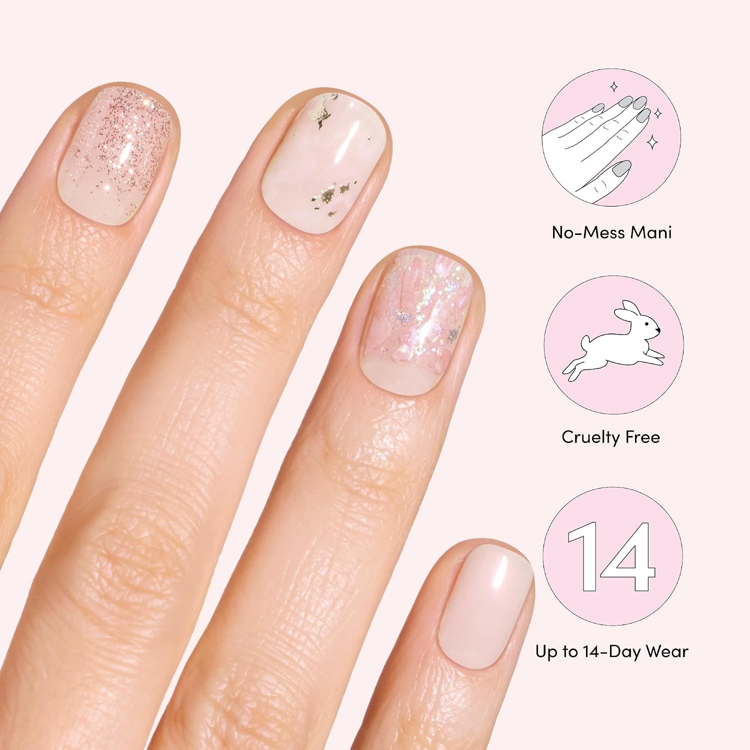 Crystal Clear Gloss Nail Strips – Easy French Nail Art, 32 Gel Wraps Included