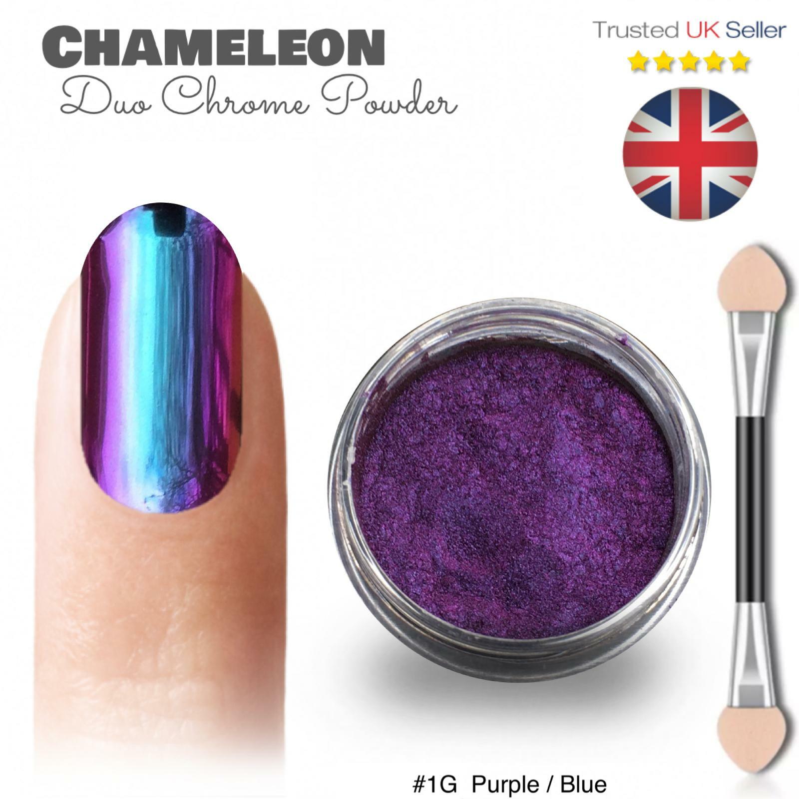 Nail Chameleon Chrome Powder Ultra Colour Shifting Mirror Effect Nails Turquoise