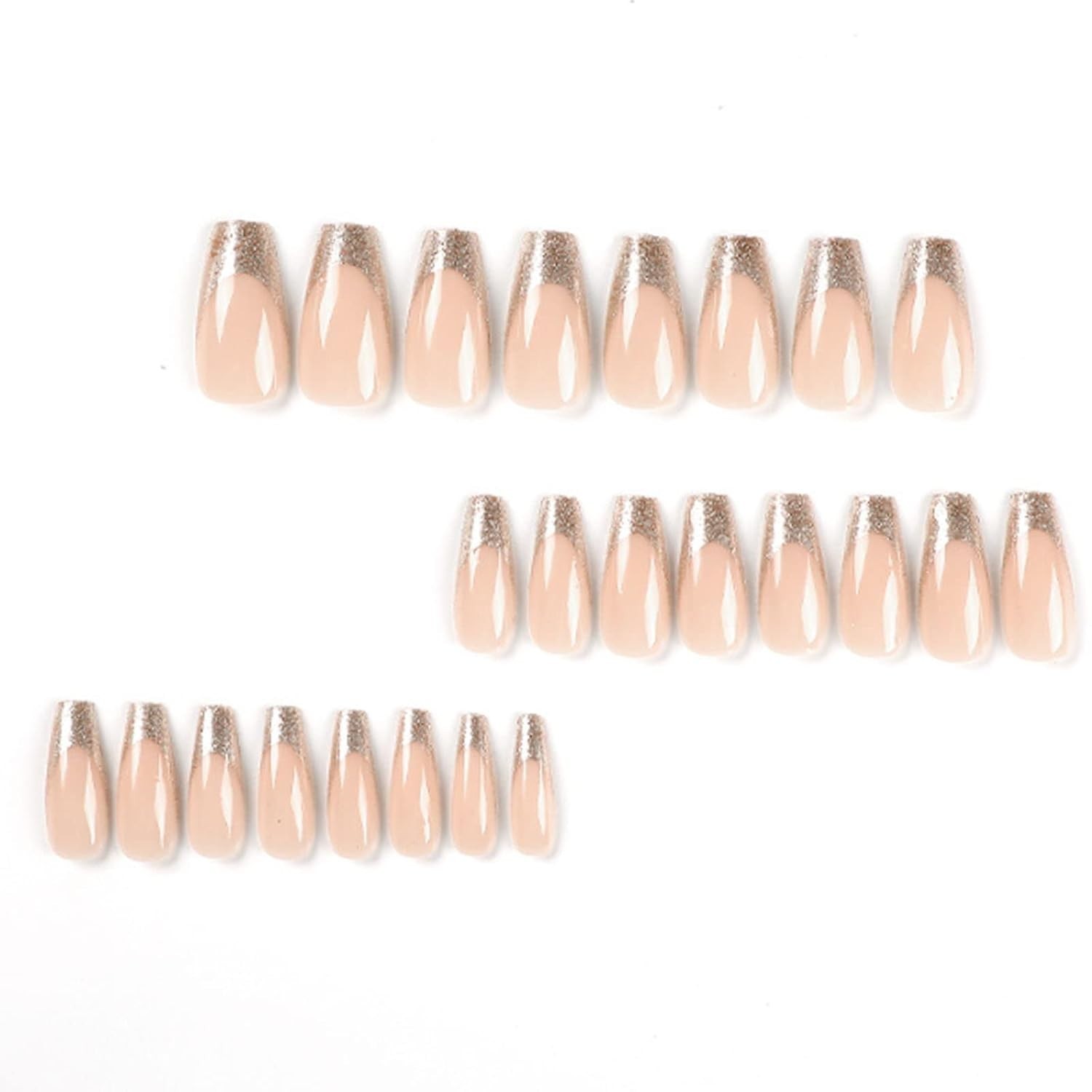 24PCS Eco-Friendly Gold Square Full Cover Fake Nails – Perfect for All Occasions