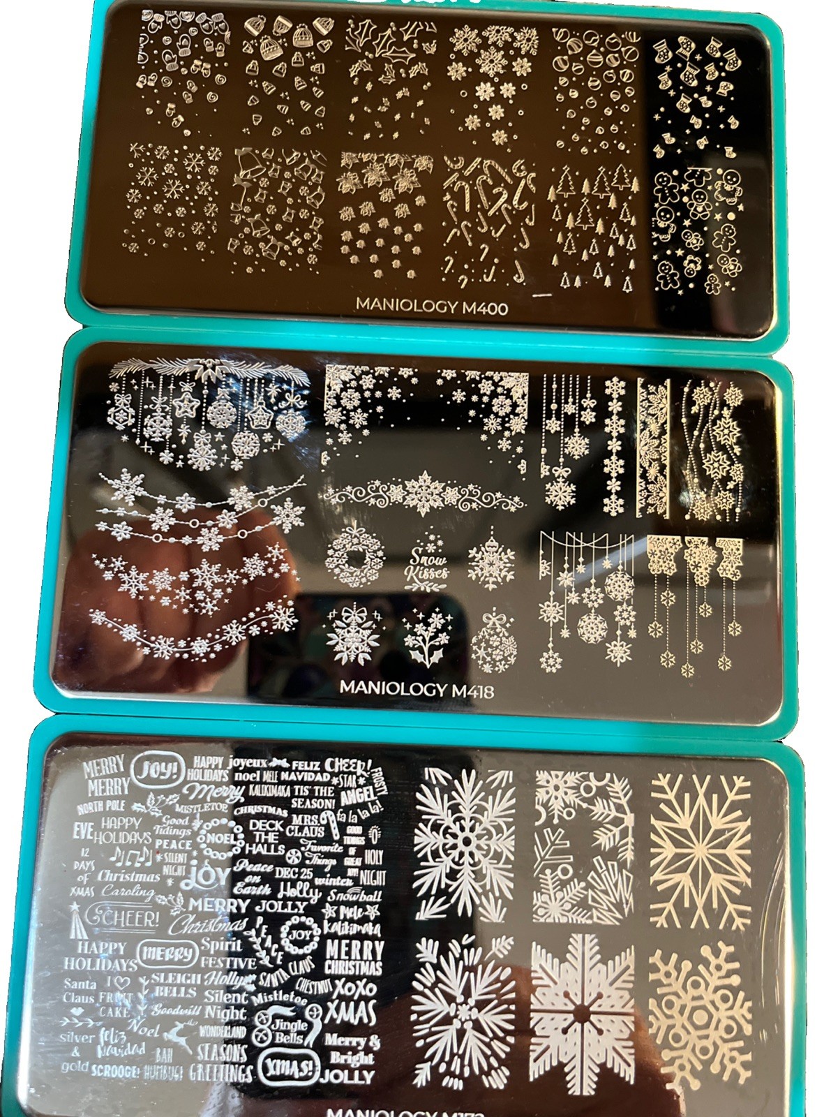 Maniology Nail Stamping Plates- Christmas Lot 1 – M400, M418, M172