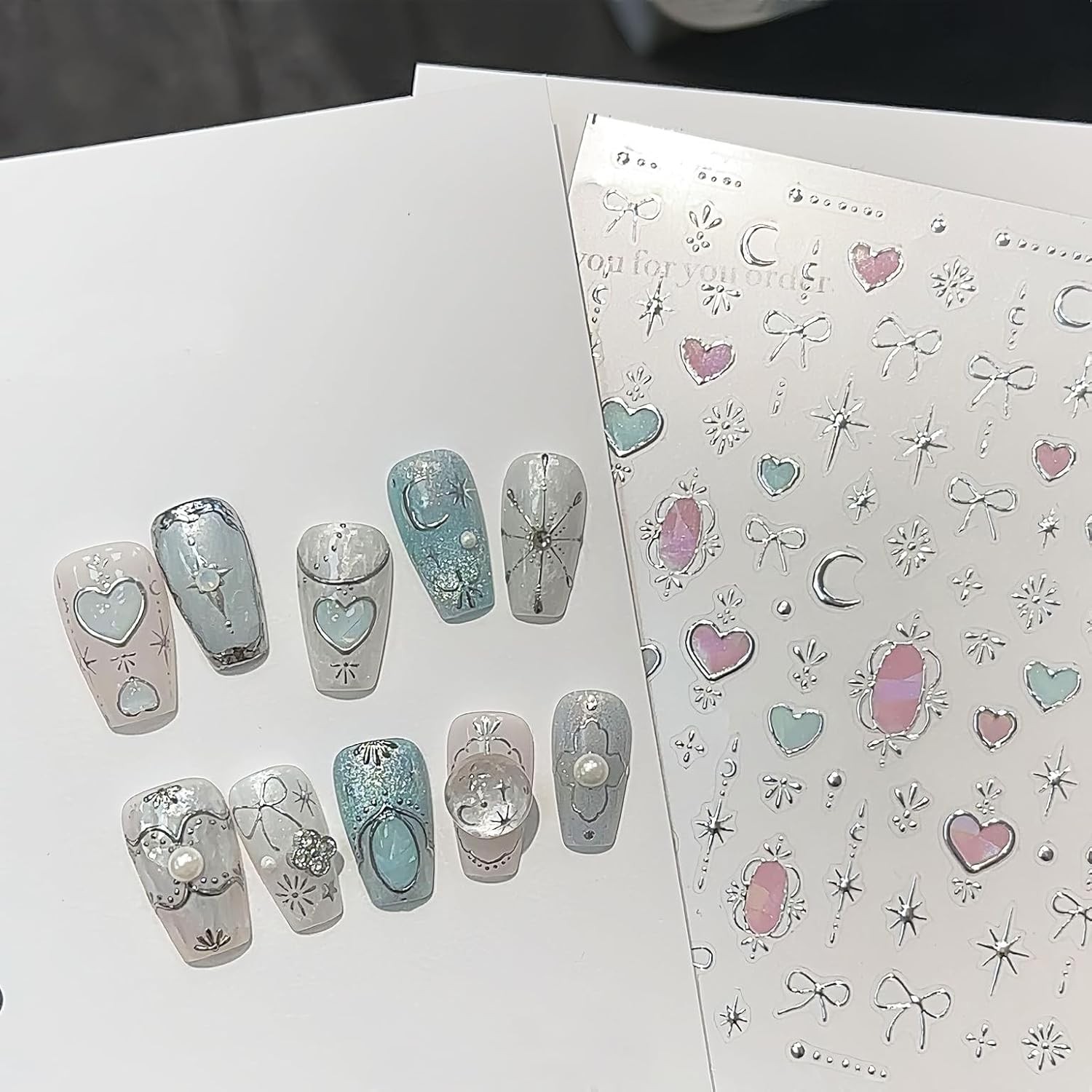 Flower Nail Stickers for Nail Art Decals Charms,5D Embossed Floral Butterfly and