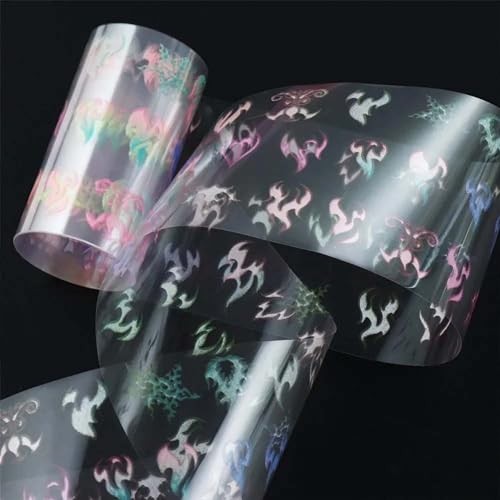 10 Rolls Flame Nail Foil Holographic Nail Art Foil Colorful Nail Flame Style