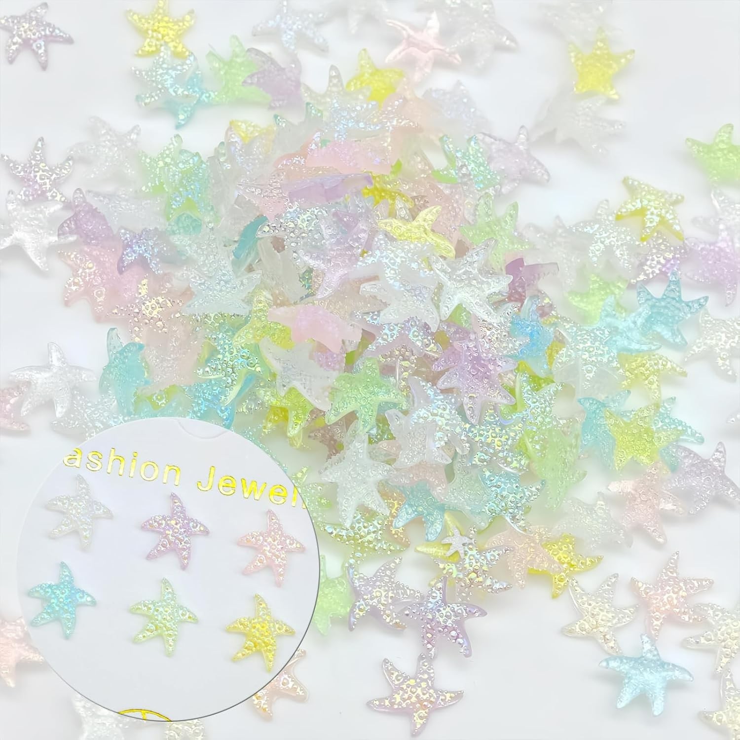Vibrant Starfish Nail Diamonds – 100pcs Resin Charms for Stylish Manicures