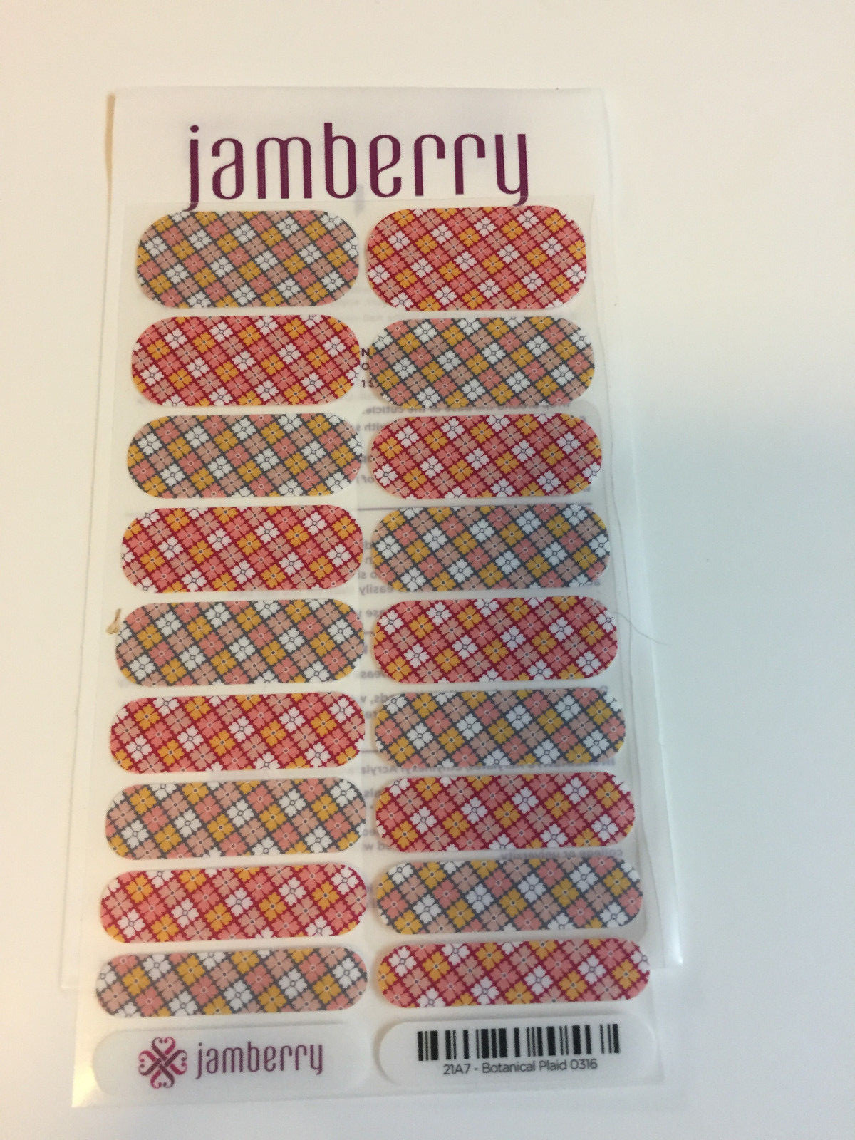 Jamberry Vinyl Nail Wraps ~ Full Sheet ~ Botanical Plaid ~ Retired ~(New)