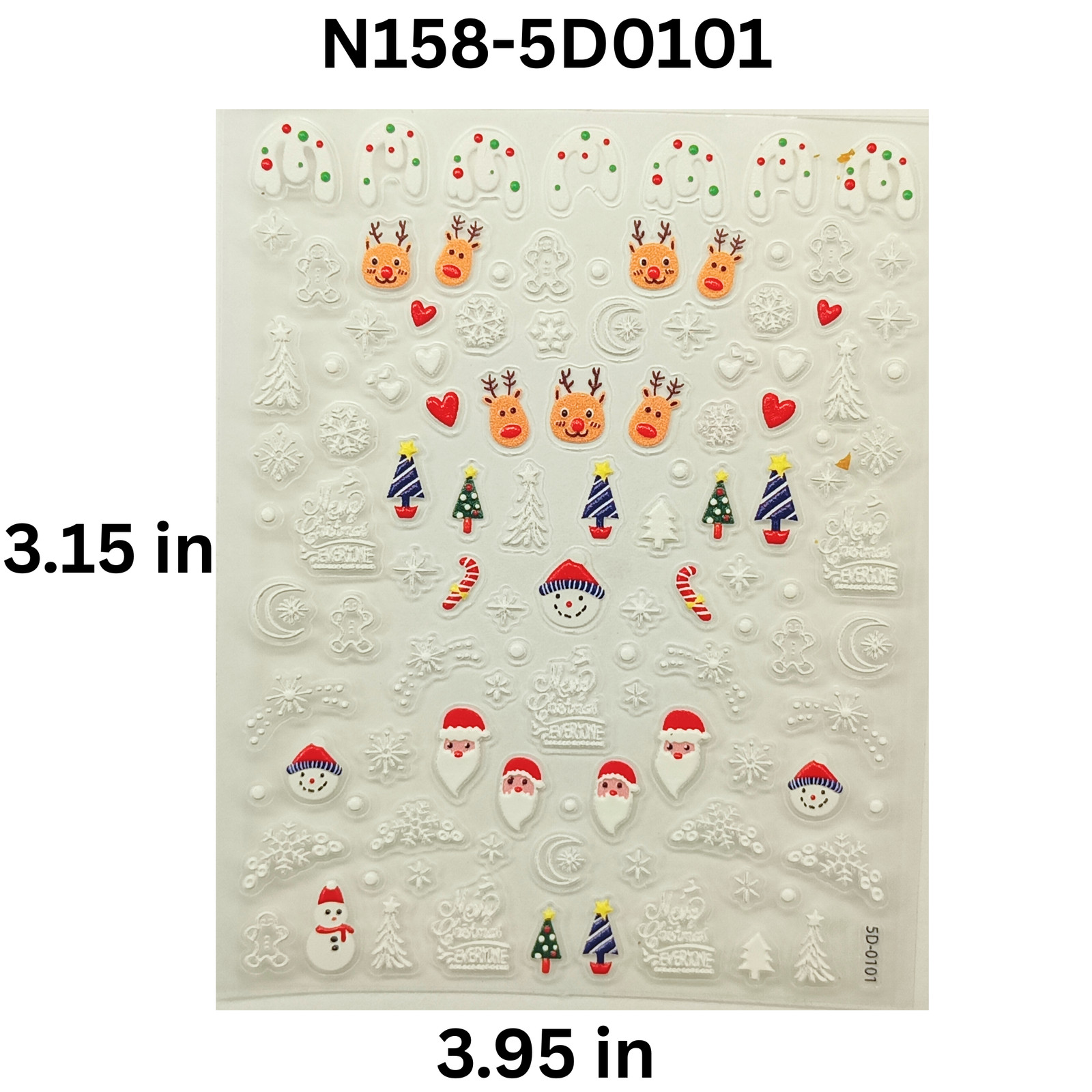 Cute 5D Christmas Nail Sticker Set – Snowman, Tree & Gift Designs