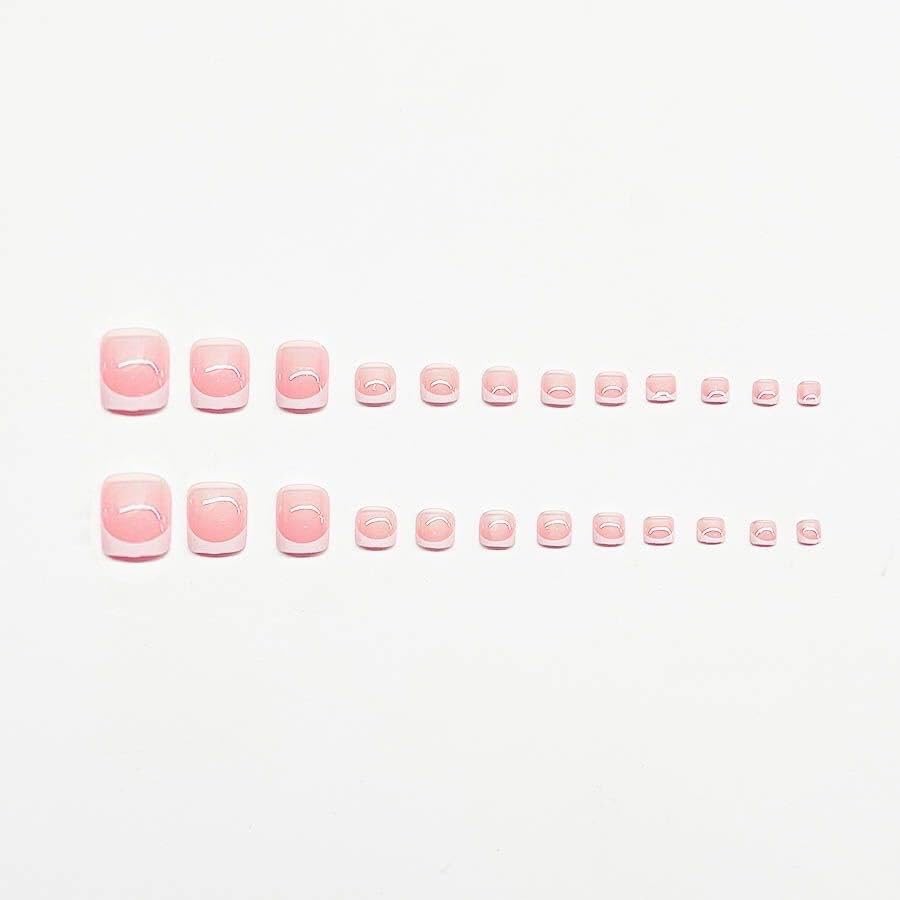 White French Tip Press on Nails and Toes Matching Set Square Toenail press on…