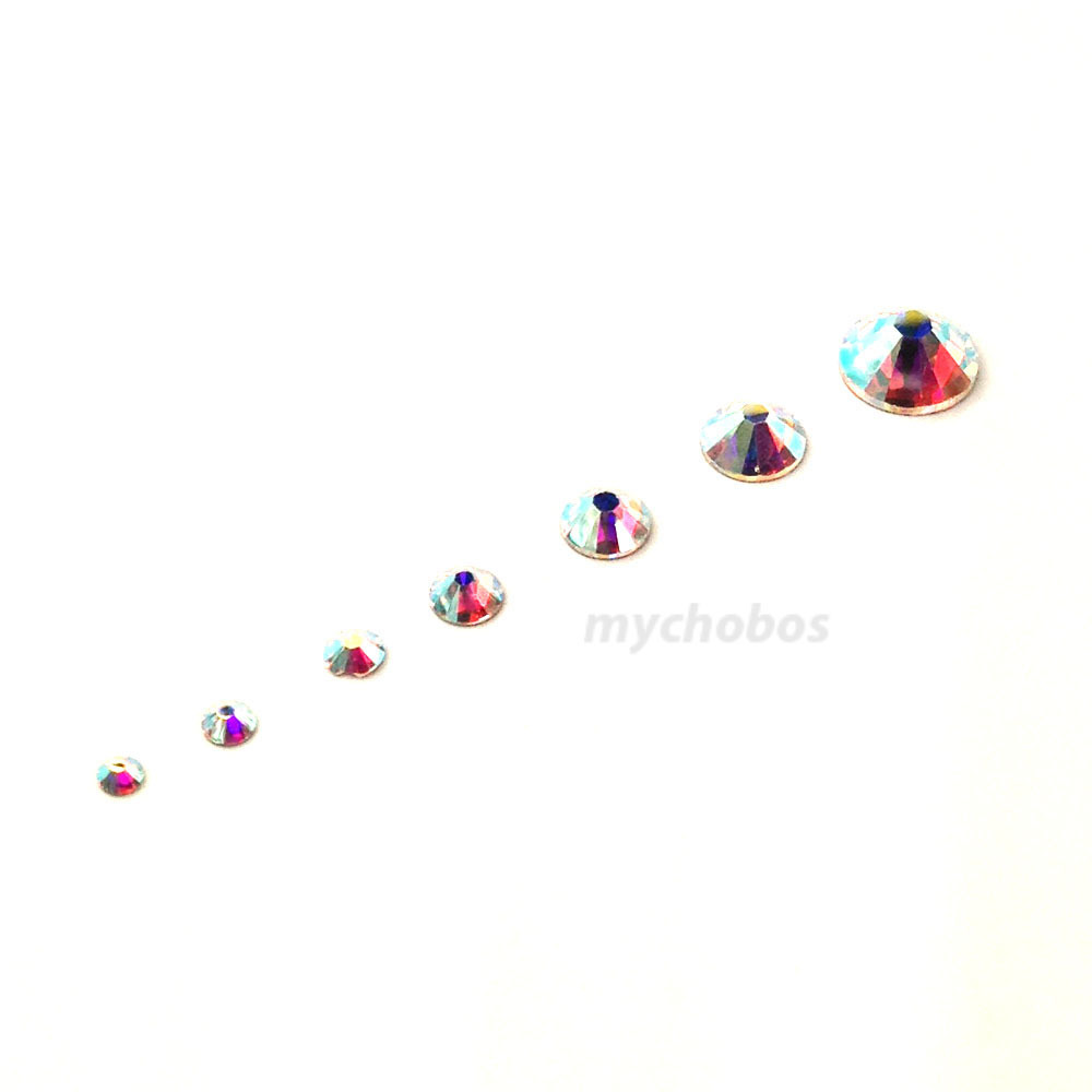 900 pcs Mixed Sizes Swarovski 2058/2088 Flatback bulk nail art CRYSTAL AB 001 AB