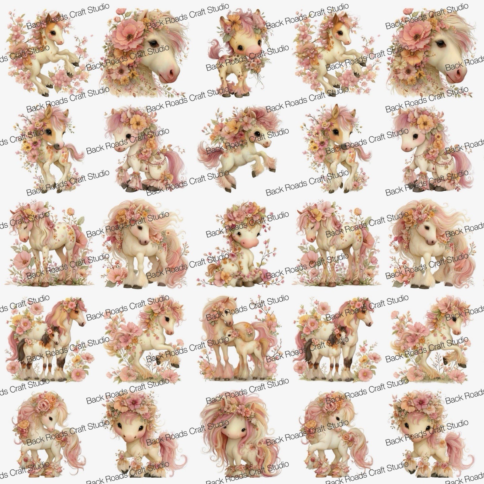 Pony Horse Horses Waterslide Finger Nail Decals Set Of 50 Ins Bonus Inc.