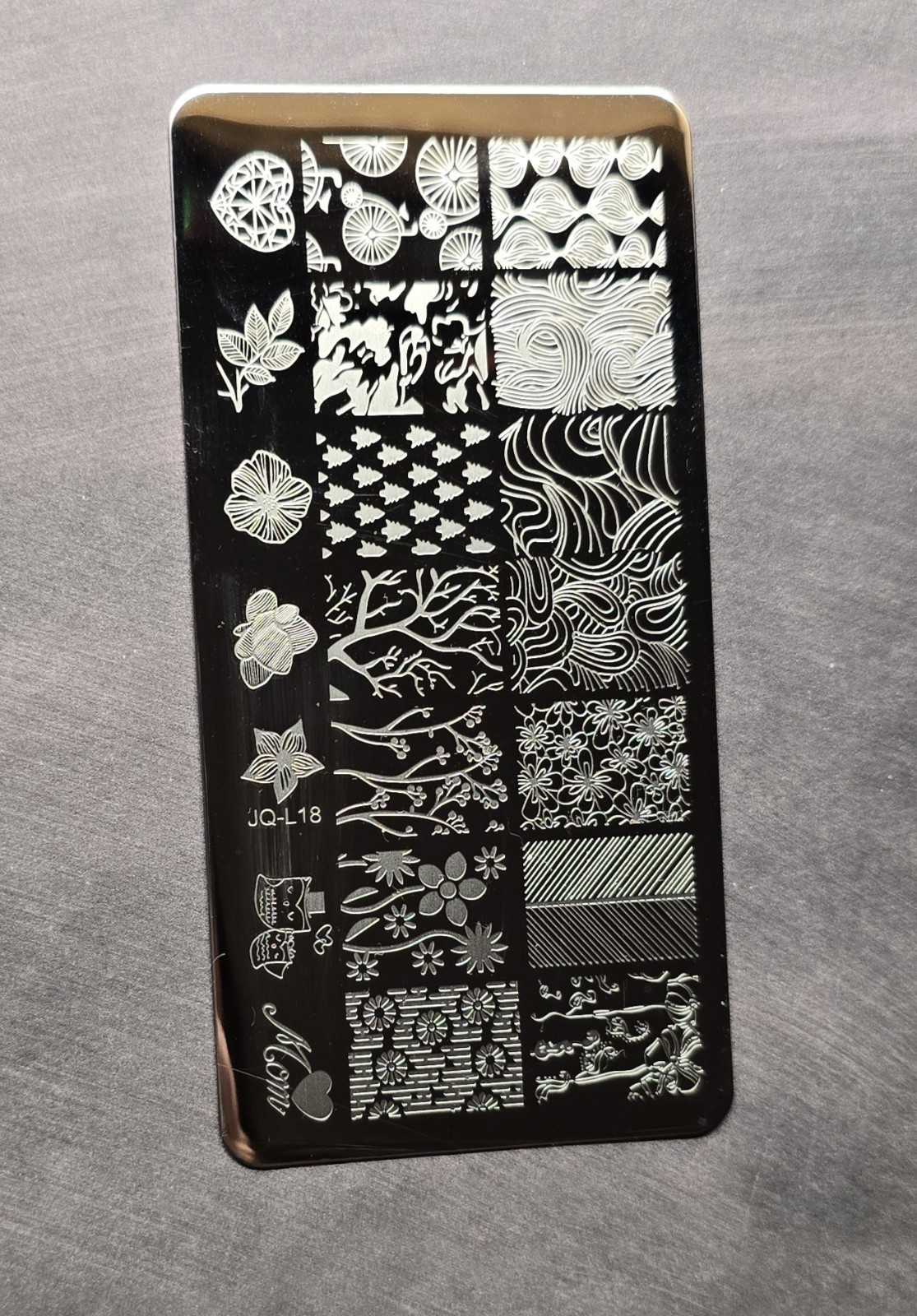 Nail Art Stamp Plate JQ-L18 Mother’s Day Valentines Heart Love Flowers Swirl