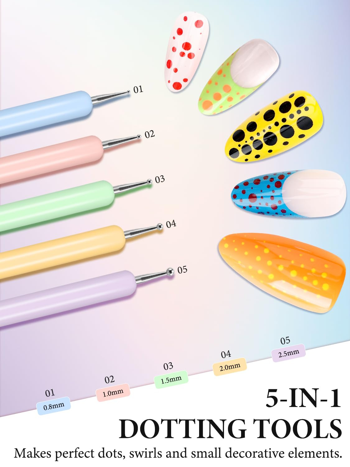 10 Pcs Nail Art Brushes Set, Nail Dotting Tools, French Tip Tool, Nail Art Deign