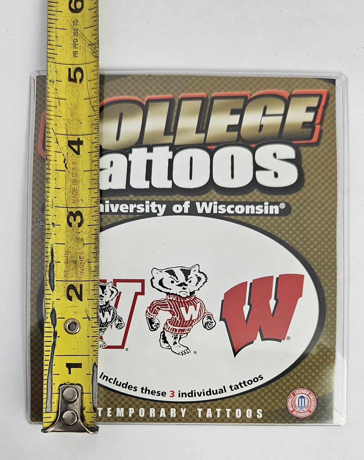 University of Wisconsin Badgers College Logo 3 Pack Temporary Tattoos Brand New