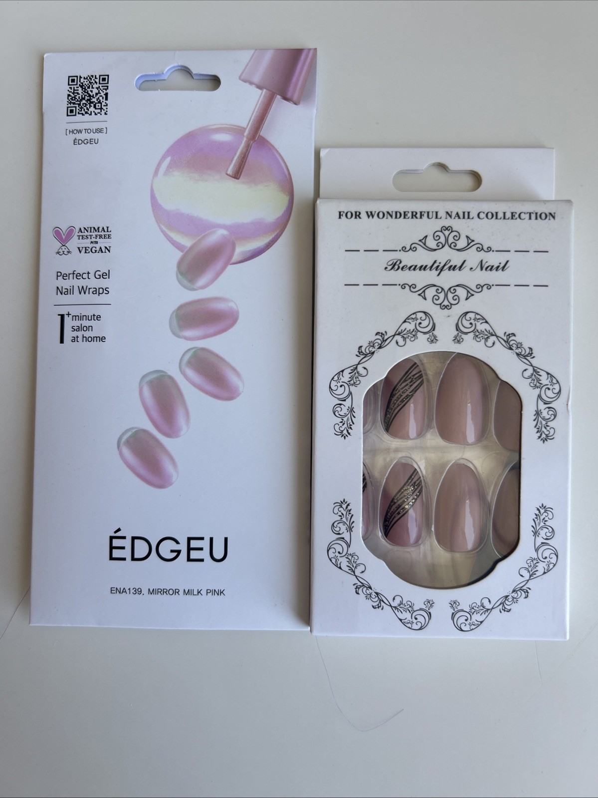 Perfect Gel Nail Wraps, Mirror Milk Pink, 16 Piece Strips & Beautiful Nail Set