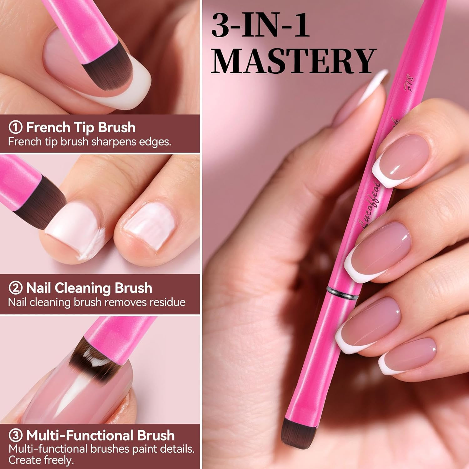 French Tip Brush – Kolinsky Sable Nail Art for Polygel & Clean Up | Clean Up Bru