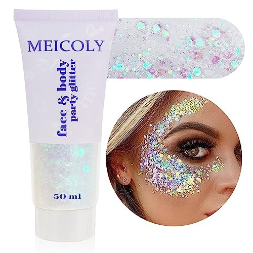 Clear White Body Glitter,Singer Concerts Music Festival white body glitter