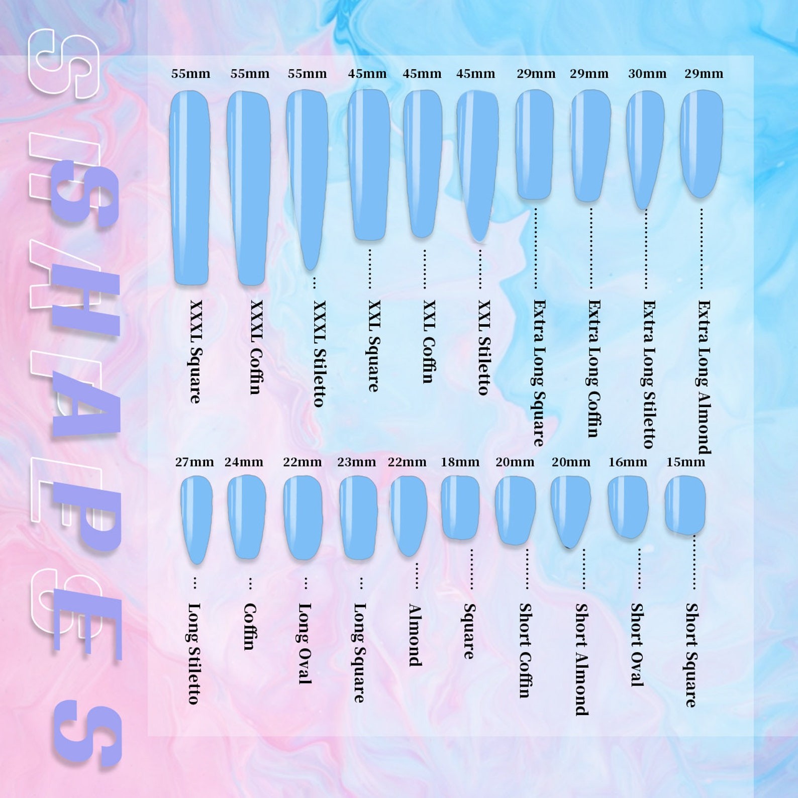 Handmade Pink Blue Gradient Goldfish Lotus Bubble Long Stiletto Press on Nails