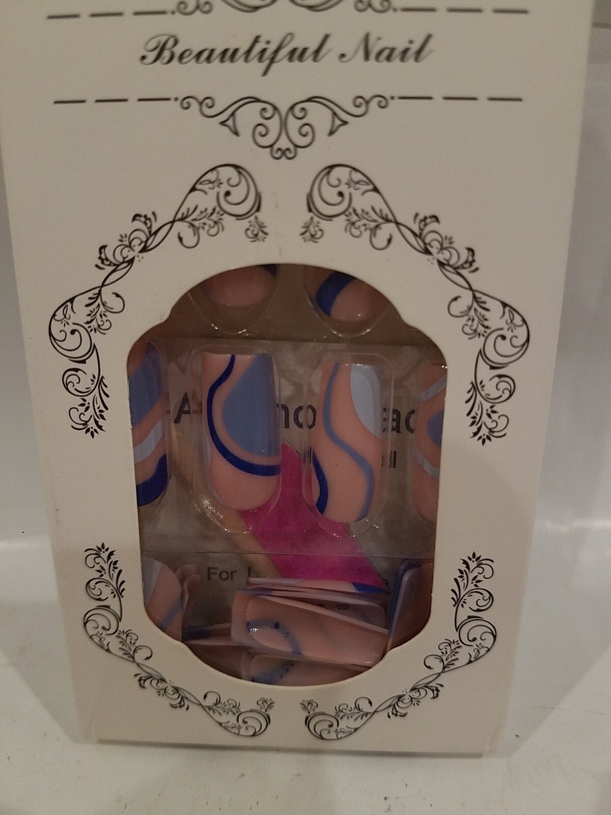 Beautiful Nail for Wonderful Nail Collection in pink 24 piece blue swirl