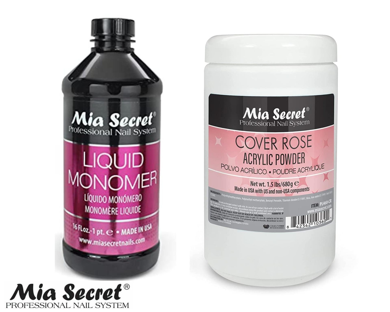 Mia Secret Liquid Monomer 16 oz & Cover Rose 1.5 lb