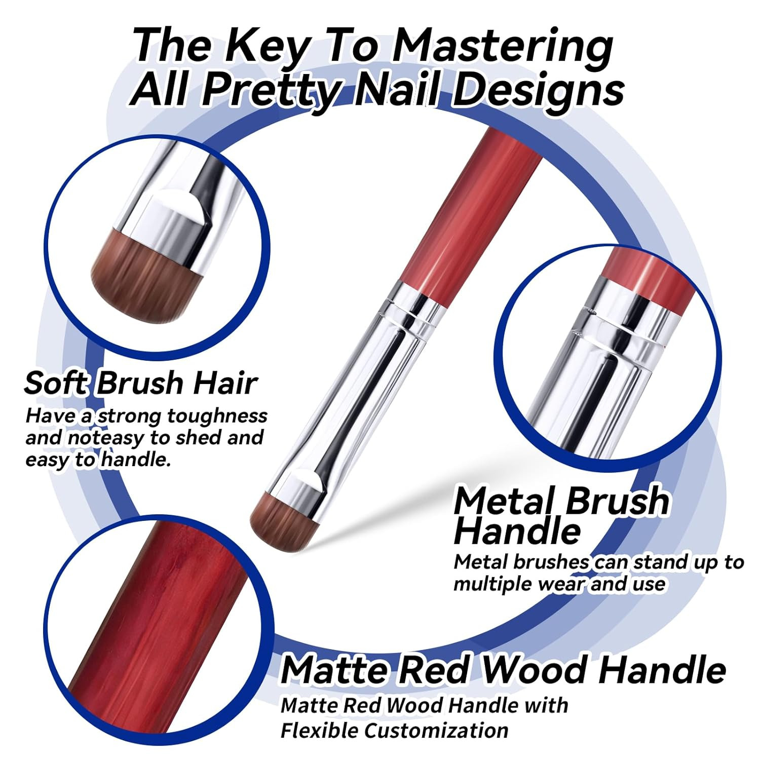 ‌French Brush for Nails & Clean up Brush for Gel Nail Polish | Dual-Use Wooden H