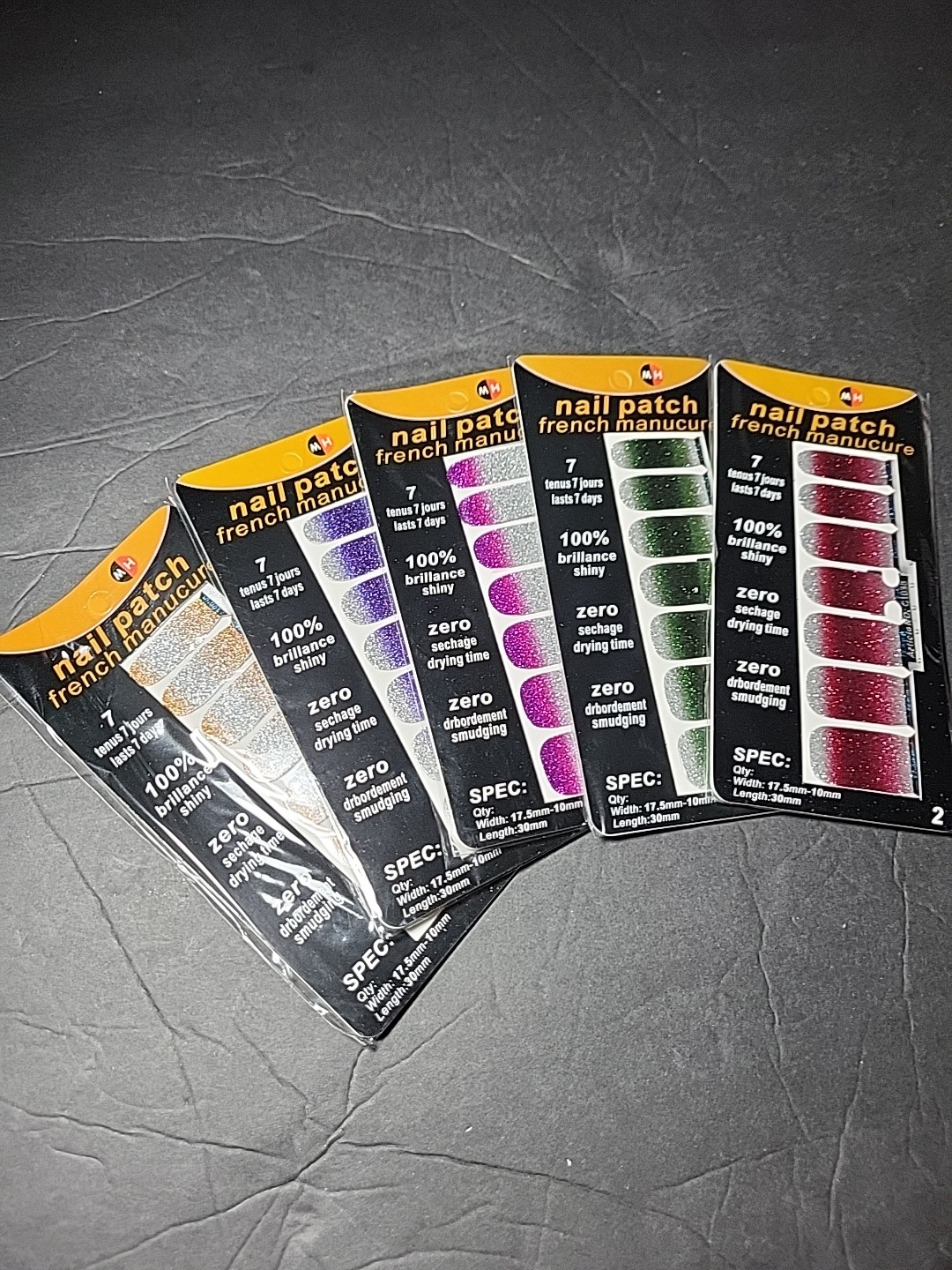French Manicure Nail Patch Set Pedicure Lot Of 5 Packs Multicolor Beauty New