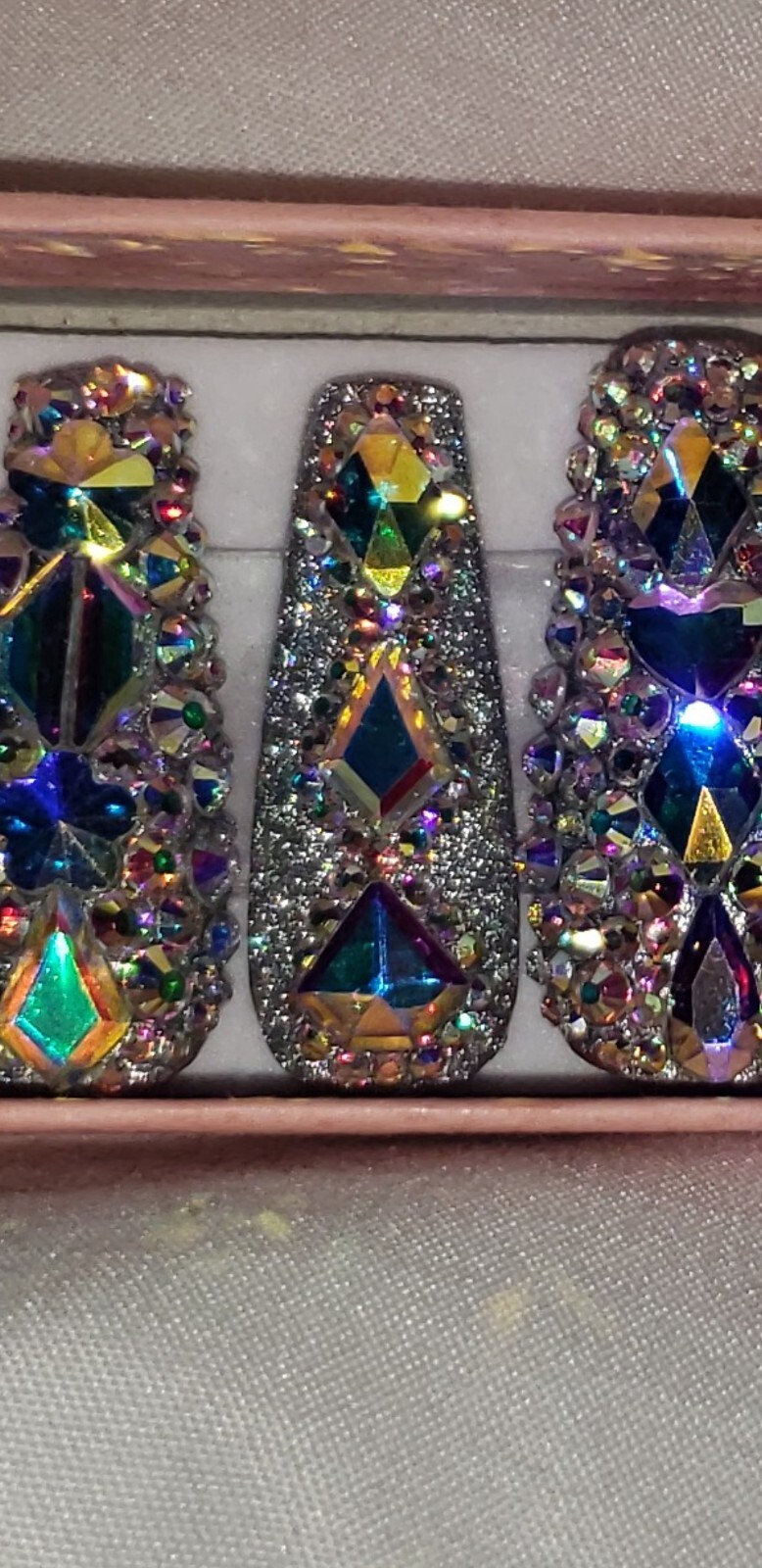 Handmade Red bottom long coffin Bling lux press on nails custom size shape lengt
