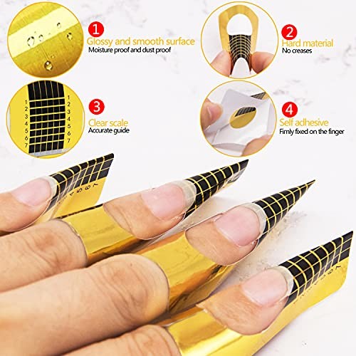 500 PCS Acrylic Nail Forms, Rectangle Polygel Nail Forms, Nails 500 Rectangle