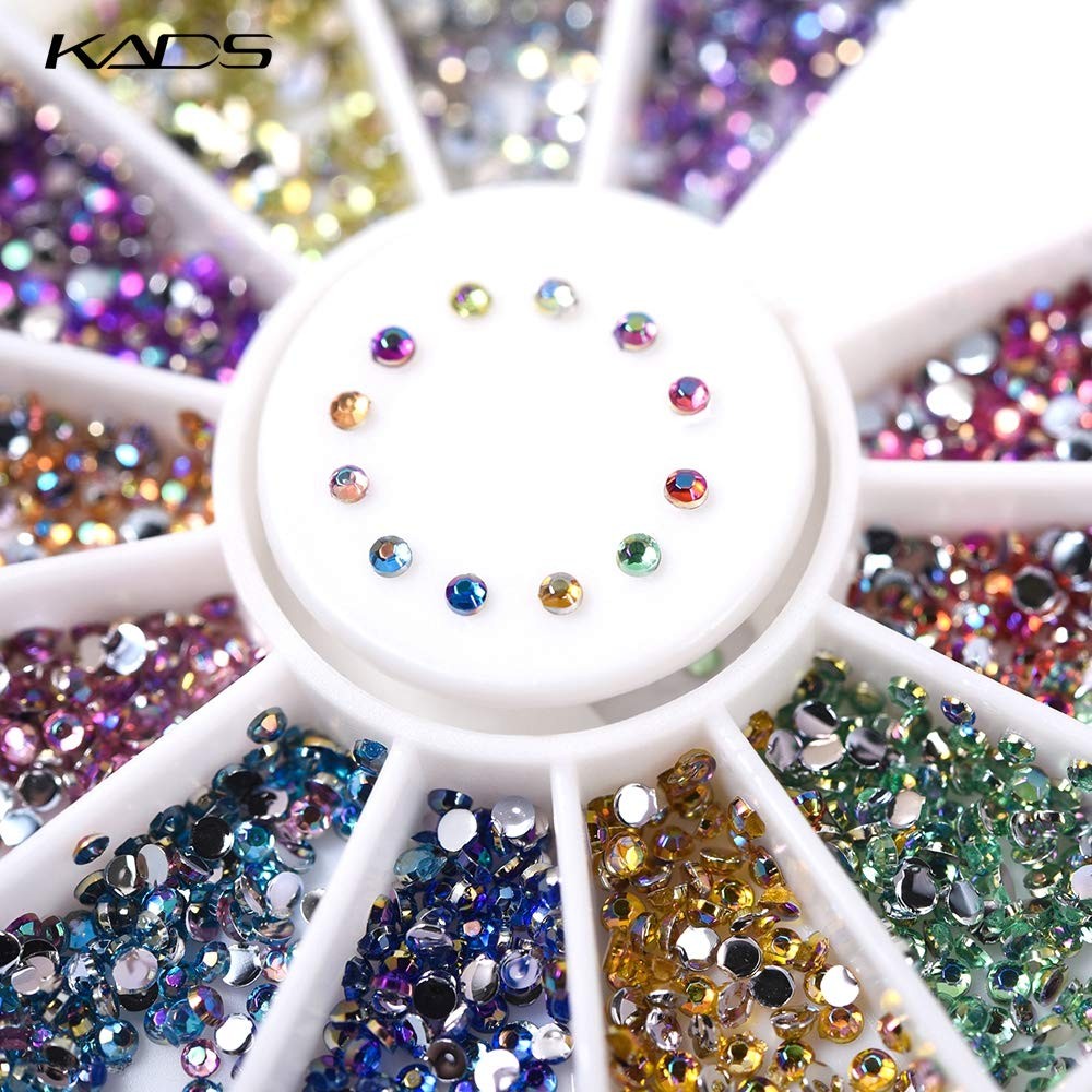 KADS12 Colors 600 Pcs Nail Art Decorations Valentine’s Day Crystal Glitters R…