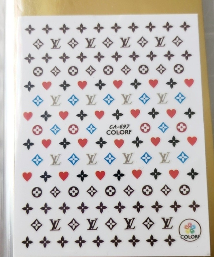 NWT NAIL ART DESIGN SELF-SEAL STICKERS BLACK/RED/BLUE SYMBOLS!