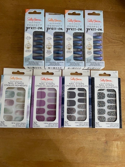 8 Sally Hansen Perfect Press On Nails(CO321) & Nail Strips Mixed Lot