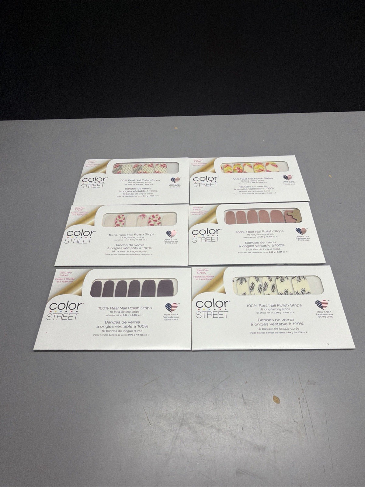 Color Street Nail Polish Strips Lot Of 6 Sealed Floral Pink Purple Black NEW