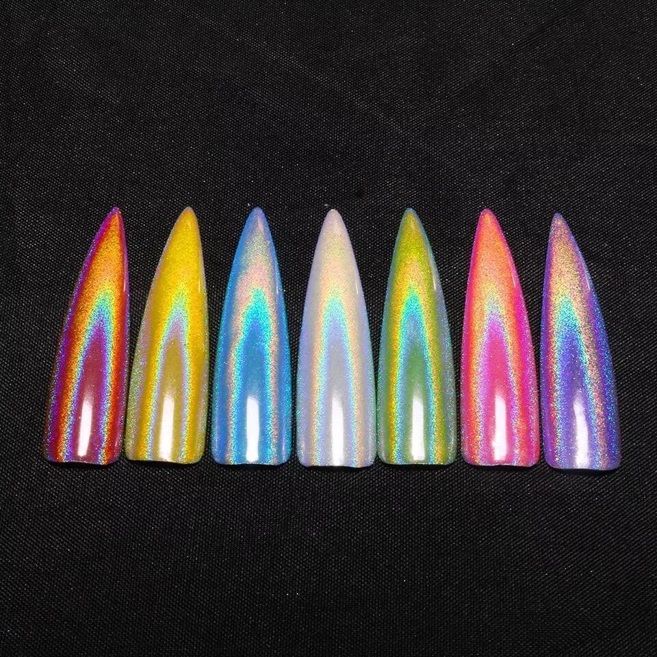 UNICORN NAIL POWDER HOLOGRAPHIC EFFECT MIRROR HOLO CHROME NAILS PIGMENT 15µ! UK