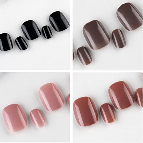 576pc Short Press on Nails, Round Square Short Fake J–Short Round Presson